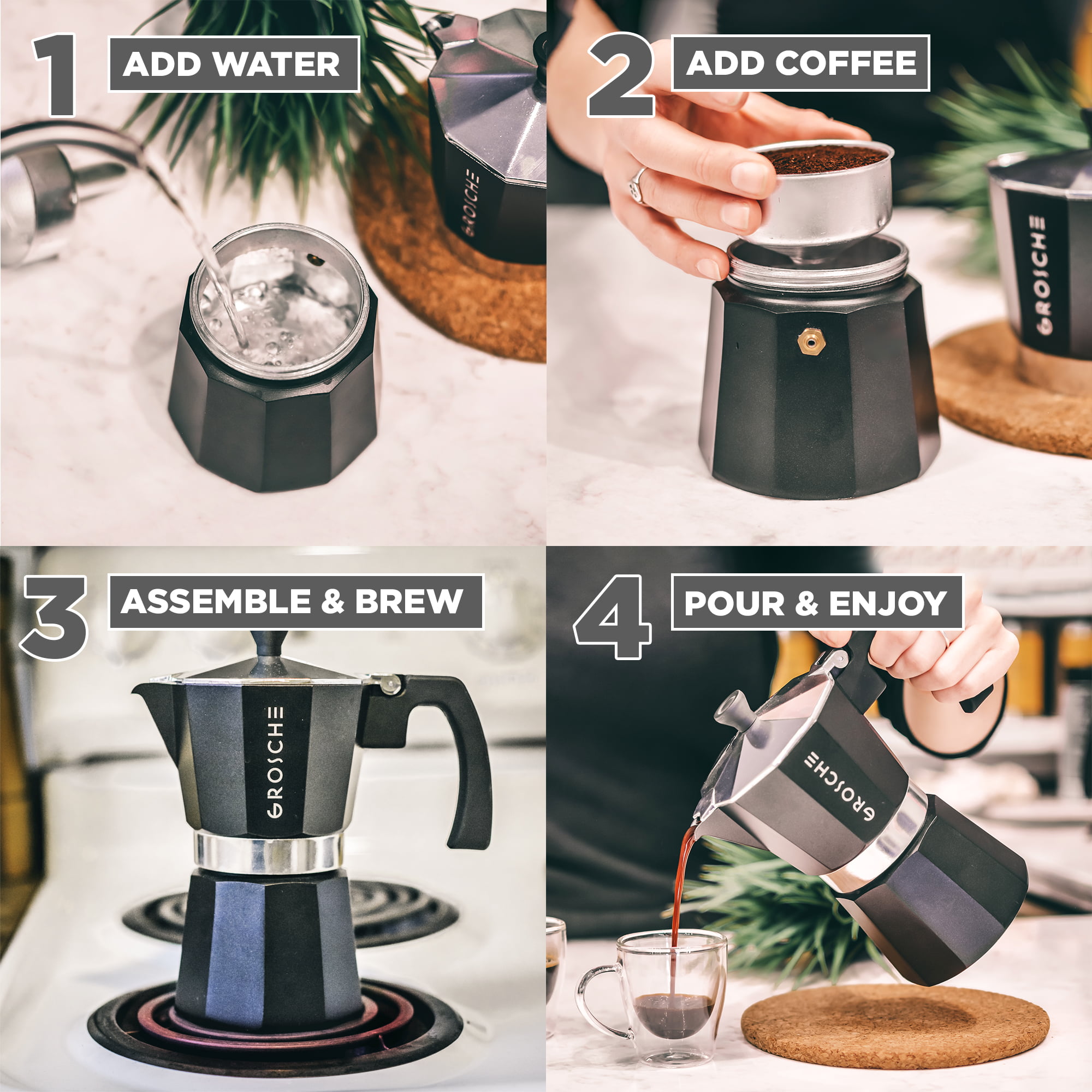 Leye Espresso Maker, 5oz Moka Pot 3 expresso Cups, Greca Coffee Maker,  Cafetera Cuban Coffee Maker, Percolator Coffee Pot, Electric/Gas Stovetop