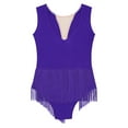thumbnail image 6 of TiaoBug Kids Girls Sleeveless Fringed Rhythmic Gymnastics Dance Leotard Figure Skating Jumpsuit Purple 12, 6 of 6