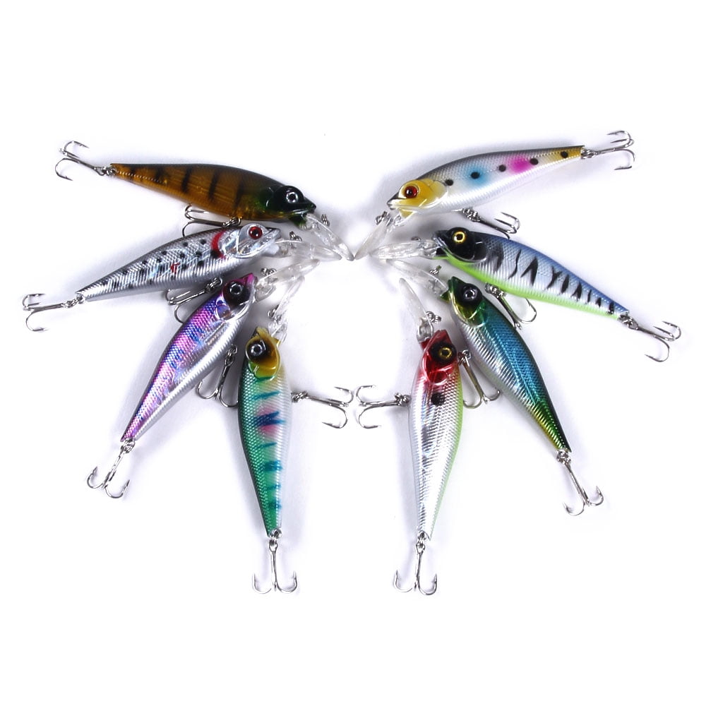 HENGJIA Minnow Bass Fishing Lures - Jerkbait Lure Set Hard Baits Crankbait for Catfish Trout Walleye Fishing Plug 8Pcs/kit