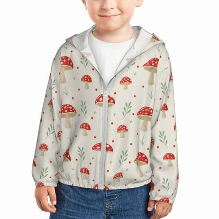 

Gaeub Flat Mushrooms Print Athletic Sun Protection Hoodie for Kids Long Sleeve Outdoor UV Shirt Running Fishing Top for Boys Girls-18 Months