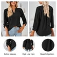 thumbnail image 2 of SHIBEVER Women's Tops Fall 3/4 Sleeve T Shirts Fahison V Neck Long Sleeve Tops Business Casual Tops Dressy Loose Fit Blouses Ladies Tunic Tops Black, 2 of 6