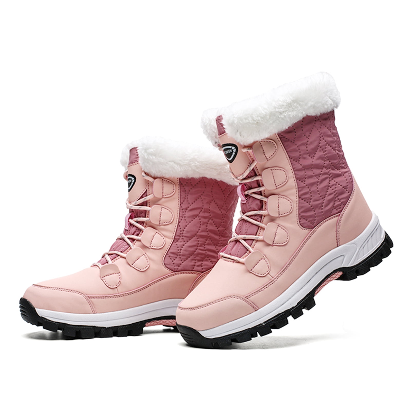 Womens Winter Snow Boots Waterproof Shoes Walking Comfortable Hiking Tennis Booties Furry Mid Calf Warm Lightweight