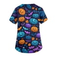 thumbnail image 4 of Nursing Scrubs，Halloween Scrub Top Women Plus Size Women'S Cute Printed Short Sleeve V-Neck Nurse Care Worker Uniform Scrubs Top,Dark Blue，XXXL, 4 of 4