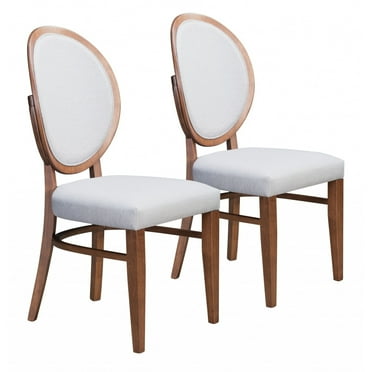 HomeRoots  Set of Two Gray And Brown Upholstered Fabric King Louis Back Dining Side Chairs