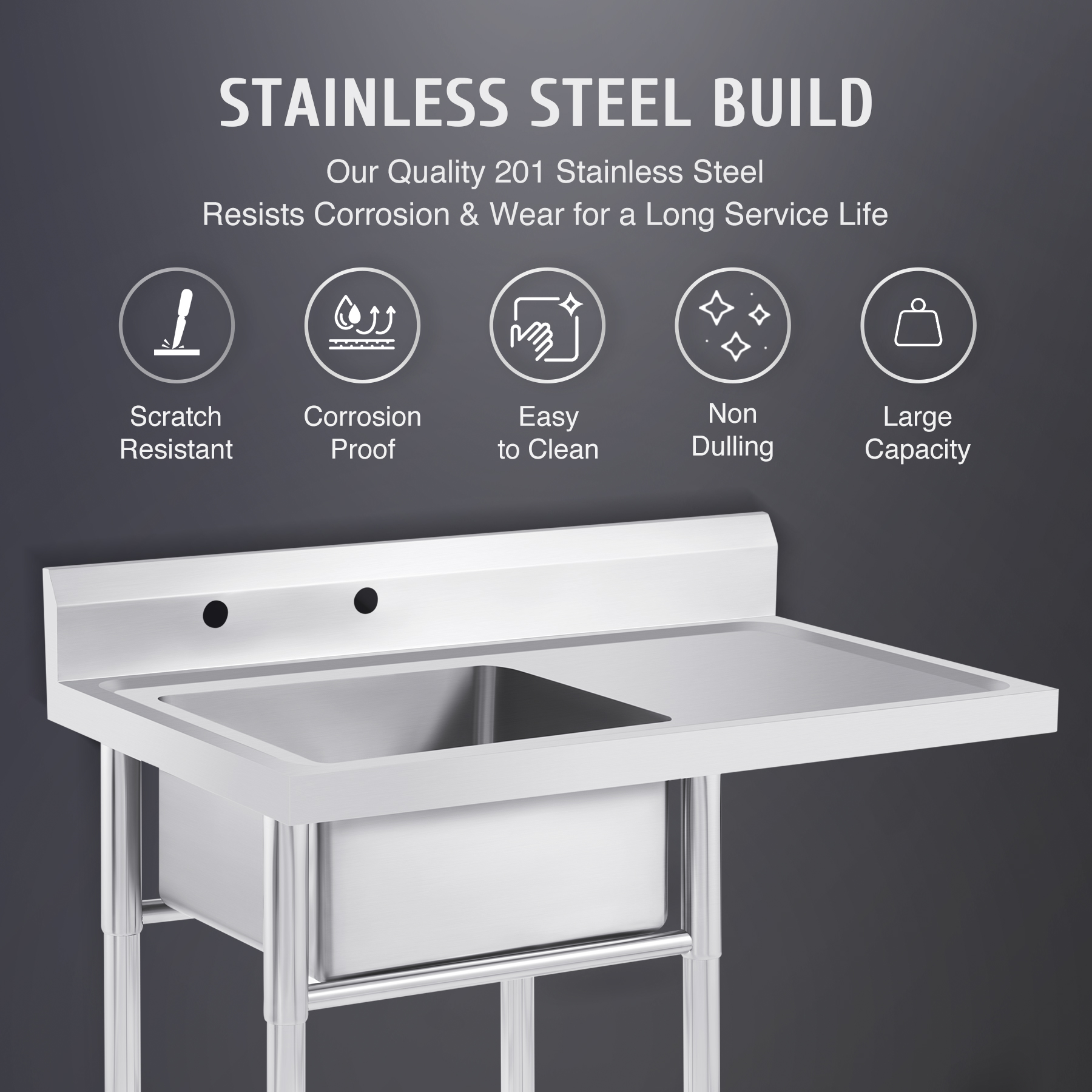 Wilprep Utility Sink w Prep Station Stainless Steel Kitchen Sink for Restaurant Home &c