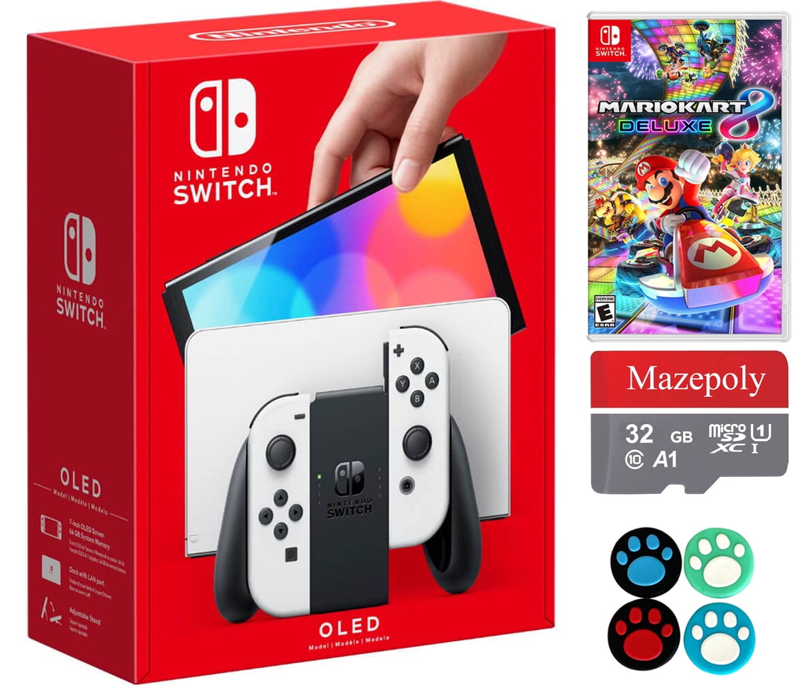 Nintendo 64GB OLED Model Bundle, Nintendo Switch Console with White Joy-Con Controllers & Dock, Vibrant 7-inch OLED Screen, 64GB Storage, Game Mario 8 Deluxe with Accessories Walmart.com