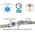thumbnail image 3 of Traditional Stainless Steel Curb Link Medical ID Bracelets for Men. Custom Engraved, Shipping, Emergency Medical Card. Complimentary Access PHR (Personal Health Record), 3 of 8