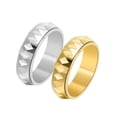 thumbnail image 3 of PAMTIER Men's Stainless Steel 8MM Simple Hip Hop Domed Cross-Cut Triangles Spike Biker Rotatable Fidget Ring Anxiety Wedding Band Gold Size 10, 3 of 5