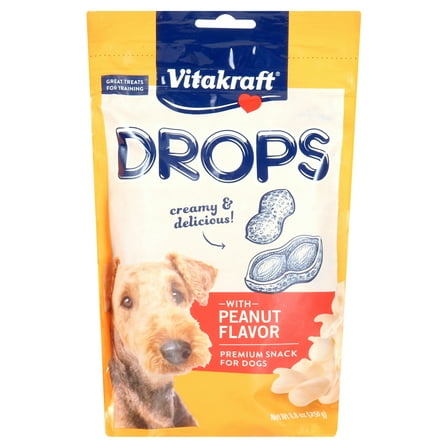 Vitakraft Drops Dog Treats With Peanut - Bite-Sized Training Treats for Dogs