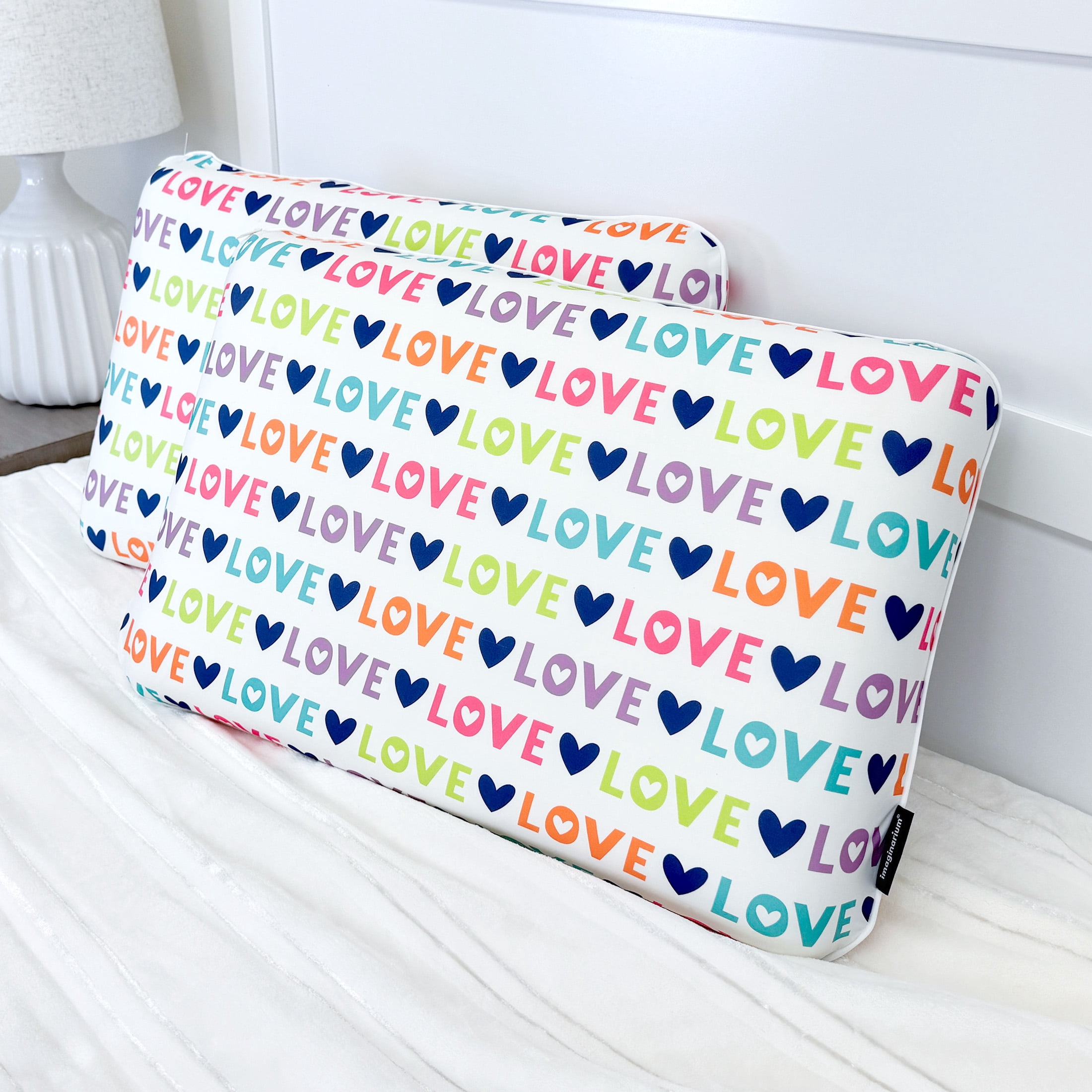 Imaginarium Memory Foam Fun Pillow with Cool-to-the-Touch Cover, Standard/Queen, Love, 2 Pack