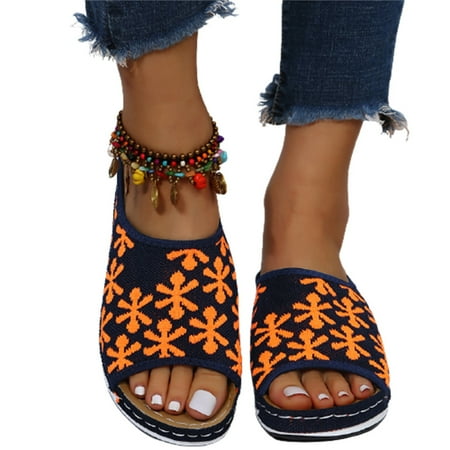 

Women s Flat Slippers Mesh Fabric Sandal Ladies Outdoor Beach Lady Shoes Home Slippers Female Shoes 42 Black Orange