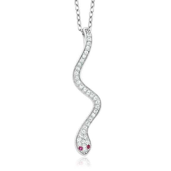 Gem Stone King Stunning White CZ Cobra Snake Pendant On 18 inch Chain