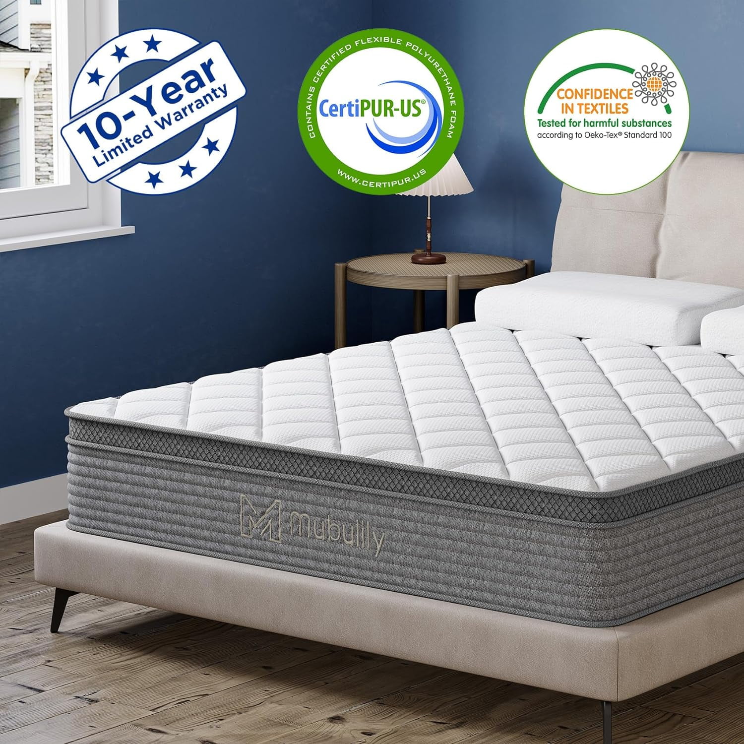 Mubulily King Mattress, 12 inch Gel Memory Foam Hybrid Mattress in a Box, CertiPUR-US