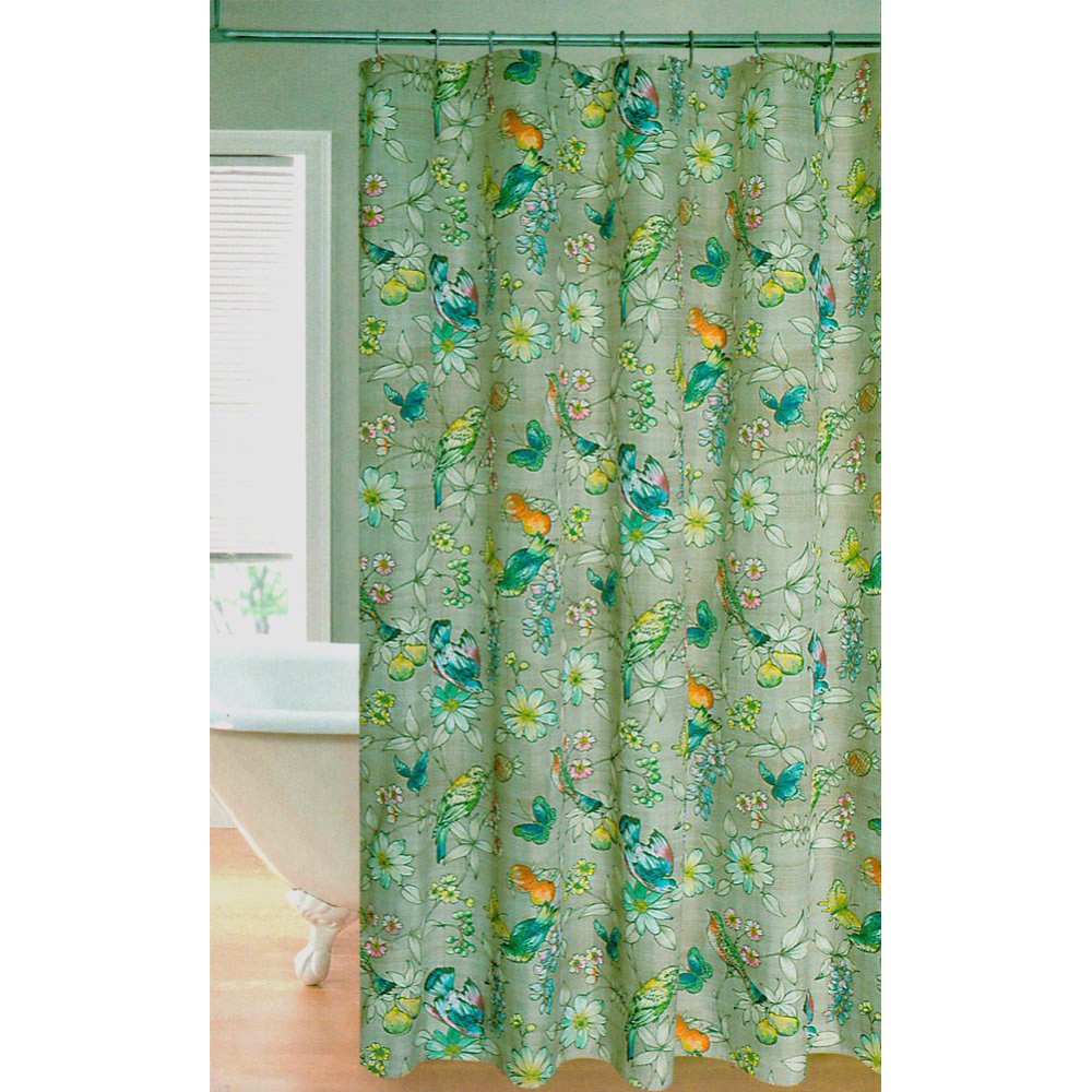 Birds Design Water Repellent Fabric Shower Curtain Neutral - 70x72