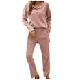 thumbnail image 4 of Besolor 2 Piece Fall Outfits for Women Long Sleeve Button Side Slit Tops Loose Long Pants Sets Loungewear with Pockets, 4 of 7