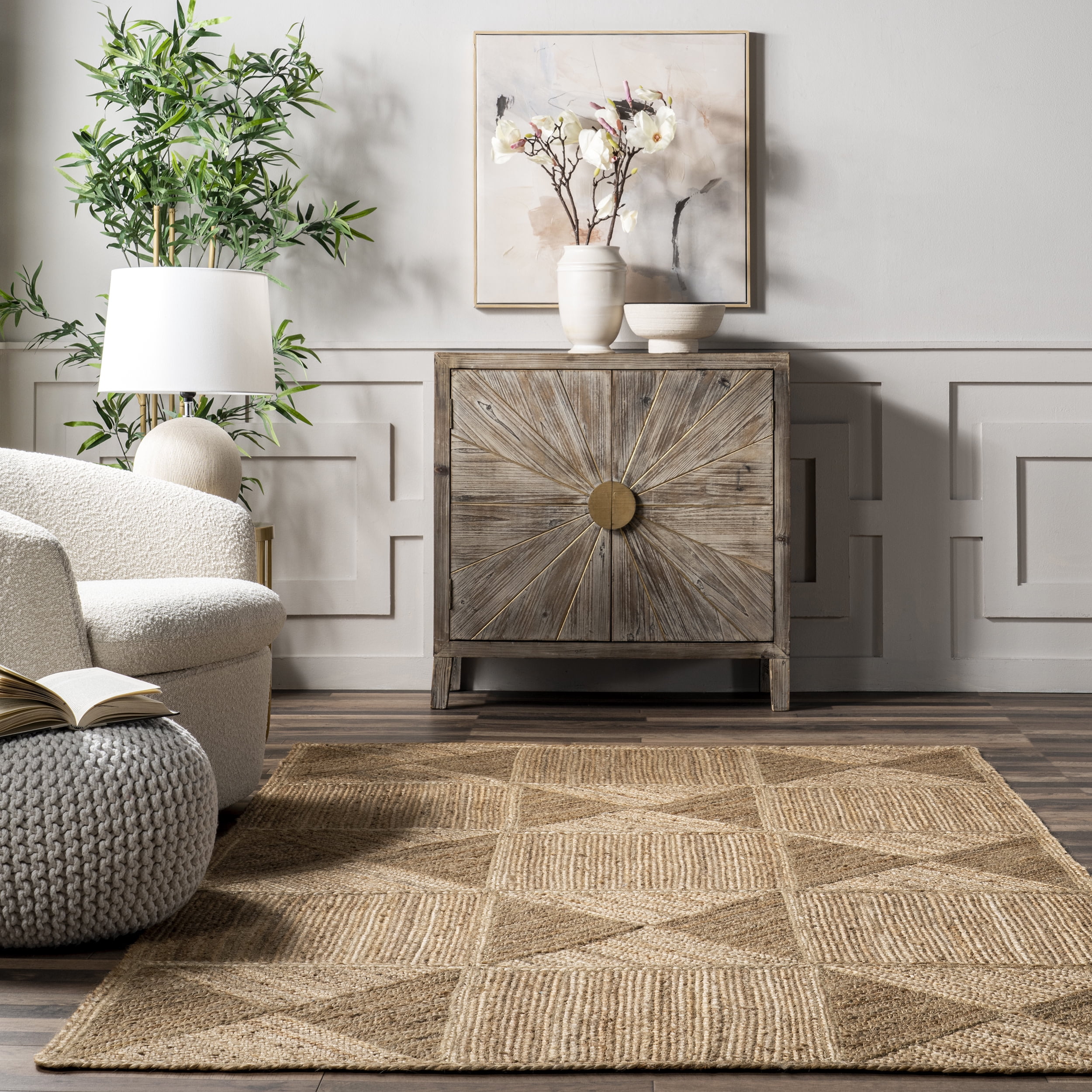 nuLOOM Sheila Modern Geometric Jute Blend Area Rug, 8' x 10', Natural