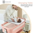 thumbnail image 3 of 5-in-1 Folding Baby Bassinet,6-Height-Adjustable Crib with Lockable Wheels,Changing Table(Pink), 3 of 10