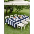 thumbnail image 4 of Outdoor Tablecloth with Umbrella Hole for Patio/Picnic/Party/Camping, Nautical Striped Waterproof Table Cloth Rectangle Table Cover Washable, Summer Coastal Ocean Navy Blue White (54"x 80"), 4 of 8