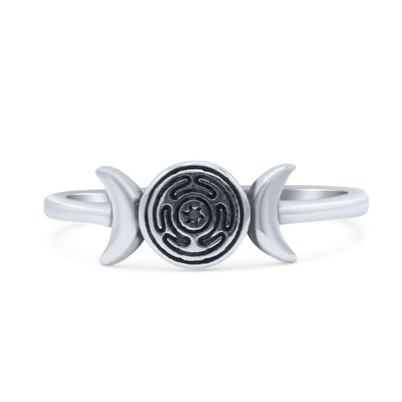 Crescent Half Moon Goddess Triple Trending Ring Band 925 Sterling Silver Size 4