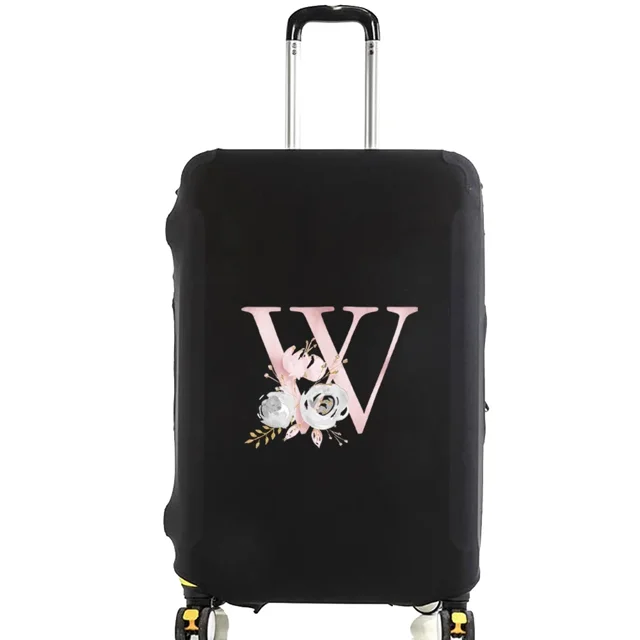 Pink Flower Letter Apply To 18-28 Inch Suitcase Protective Cover Elastic Luggage Protector Trolley Dust Cover Travel Accessories 8Pink flower W XL