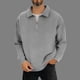 thumbnail image 1 of pstuiky camisa de manga larga para hombre, Blusas casuales de color liso con cuello plegable y cremallera para hombre, de manga larga camisetas de hombre l, 1 of 6