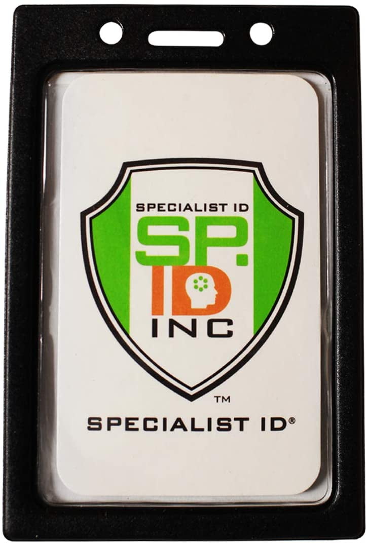 Bulk 100 Pack - Vertical Color-Frame Badge Holder - Clear Vinyl Window Protector with Color Border for Single Credit Card Size Key Cards and Badges by Specialist ID (Black)