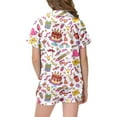 thumbnail image 4 of Girls Pajamas Kids Girls Cartoon Cake Printed Lapel Short Sleeve Tops and Shorts Sleepwear Comfy Pajama Set Size 2-3 Y, 4 of 4