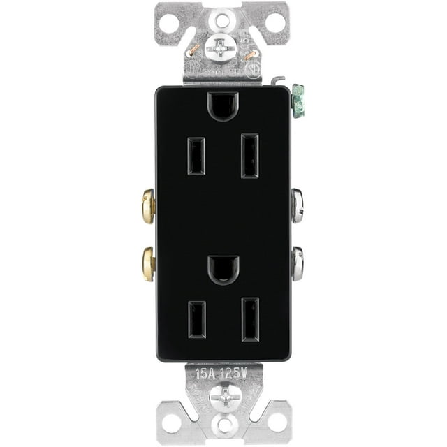 EATON Câblage 1107-9BK Réceptacle Recto Verso 15-Amp 2-Pôles 3-Fils 125 Volts, Noir