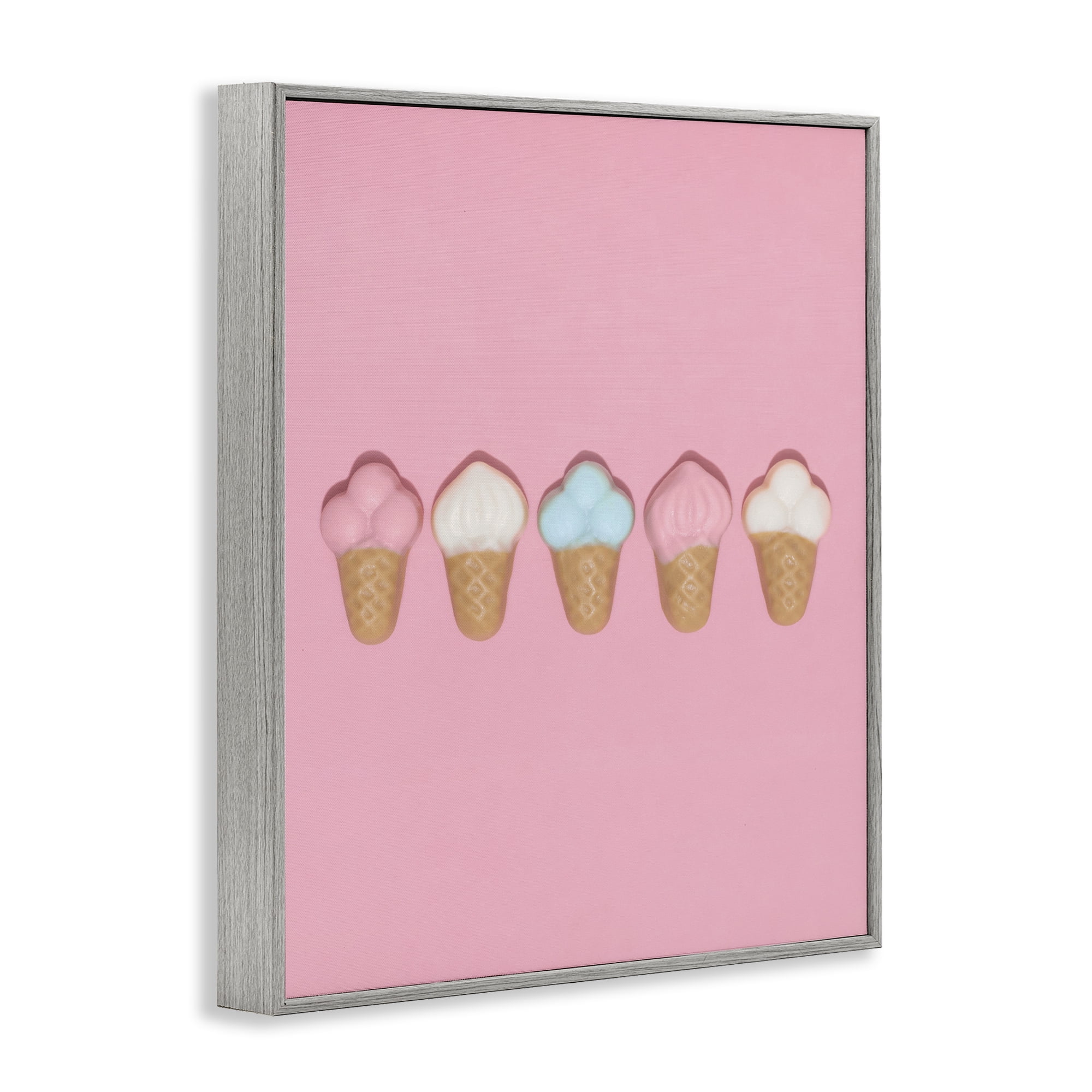 Stupell Industries Pink Ice Cream Candy Gray Framed Giclee Art, design by LISH Creative
