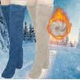 thumbnail image 2 of Lovskoo Teddy Legs Fuzzy Socks Over Knee Winter Leg Warmers Plush Slipper Socks for Women Christmas Home Sleeping 2Pairs Socks Blue, 2 of 4