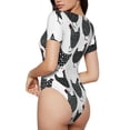 thumbnail image 4 of Uemuo Retro Rooster Pattern Women's One Piece Short Sleeve Swimsuit Rash Guard Surfing Modest Quick-drying Swimsuit Beach Essentials-Large, 4 of 9