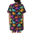 thumbnail image 3 of Bingfone Colorful Dinosaur Print Pajamas Sets for Women Soft Short-Sleeved Pjs with Lounge Shorts Two Piece Sleepwear, 3 of 8