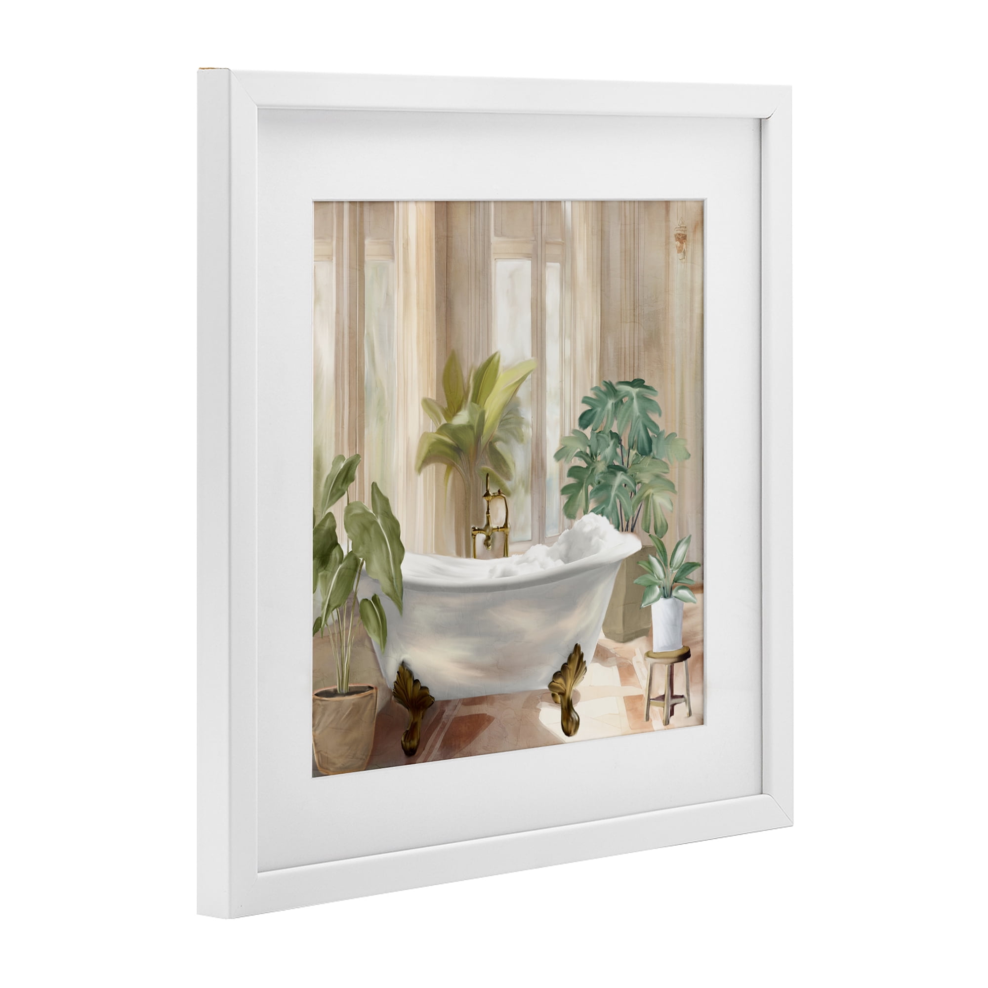 Stupell Industries Serenity Bathroom Plants White Framed Print Under Glass, design by Kim Allen