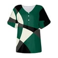 thumbnail image 4 of Wycnly Womens Blouses and Tops Dressy Comfy Breathable Loose Fit Fashion Button up Cold Shoulder Tshirts Summer Geometric Print V-Neck Short Sleeve Cute Tees Tops Green XXXL, 4 of 5