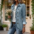 thumbnail image 6 of Hzzrkos Women's Denim Moto Jacket Button Front Long Sleeve Casual Jean Coat Lapel Outerwear with Pockets Fashion Layering Jacket for Daily Wear Travel Light Blue XXL, 6 of 9