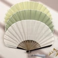 thumbnail image 2 of Shell Shaped Handheld Folding Fan Cotton Linen Portable Decorative Fan for Wedding Outdoor Party Favors, 2 of 5