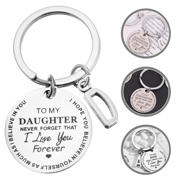 Raindrops Inspirational Stainless Steel Keychain for Daughter from Mom with I Love You Design Silver 1 Piece
