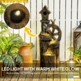 thumbnail image 4 of 2-in-1 Outdoor Water Fountain with Birdhouse, Resin Garden Waterfall with LED Lights & Adjustable Flow, Rustic Tree Trunk Design for Patio, Backyard, Garden and Balcony, Mixed Color, 4 of 7