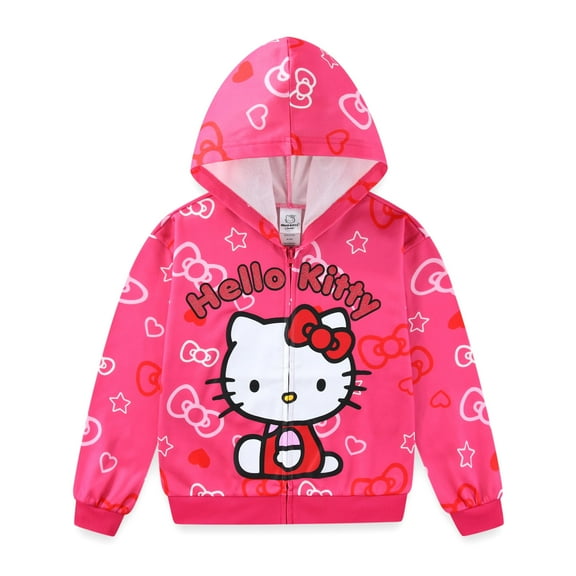 Hello Kitty Sanrio Zip Up Hoodie (Girls), Sizes 3T-12