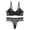 Black, variant on Bra and Brief Set Light Padding Underwire Bra with Thong 2 Tone Breathable Fabric