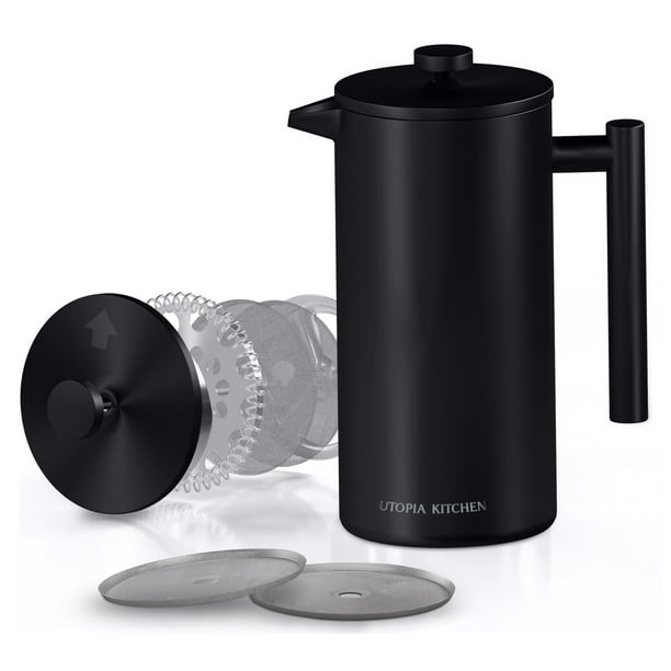 Cafetera de prensa francesa Utopia Kitchen, 500 ml, acero inoxidable