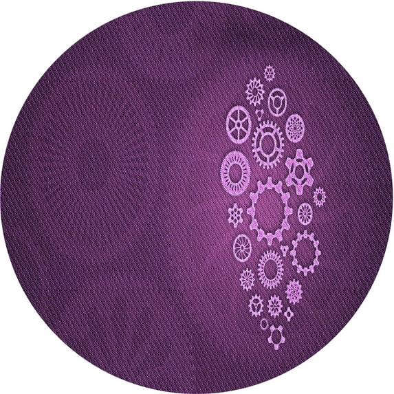 Ahgly Company Machine Washable Indoor Round Transitional Dark Orchid Purple Area Rugs, 7' Round