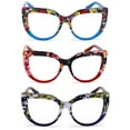 thumbnail image 3 of 3 Pairs Women Bold Oversized Floral Reading Glasses - Fashion Vintage Readers DR05 +1.25, 3 of 5