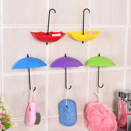 

Sunsunrise 9 PCS Umbrella Wall Hooks Sticker Colorful Key Hanging Holders Decor for Home Office Decoration Organizer