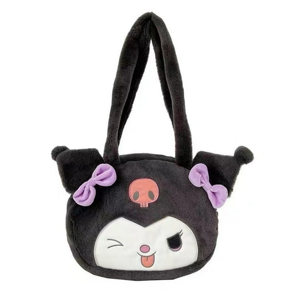 Kawaii Plush Bag cartoon Kuromi plushie shoulder bag for women makeup large handbag gifts