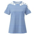 thumbnail image 2 of Camisas de Manga Corta para las Mujeres Impresión Cuello Redondo Suéter Encaje Camisa, Blusa de Verano Casual para las Mujeres, 2 of 5