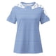 thumbnail image 2 of Camisas de Manga Corta para las Mujeres Impresión Cuello Redondo Suéter Encaje Camisa, Blusa de Verano Casual para las Mujeres, 2 of 5