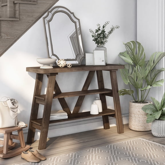 Maison 2-Shelf Wood Console Table, Reclaimed Oak