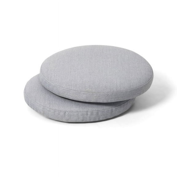 Nuu Garden 2-Pack 15'' Round Patio Chair Cushions,Outdoor Indoor Chair Seat Pad Cushion with Straps and Zipper,Weatherproof Olefin Fabric, Gray