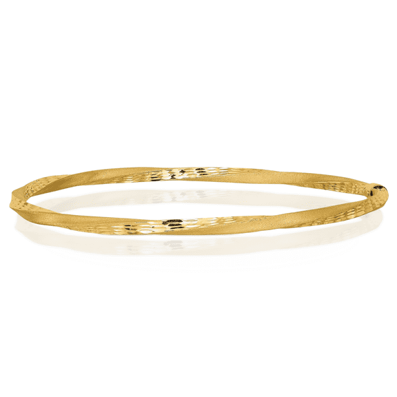 14K Solid Yellow Gold 3mm Twisted Slip On Bangle Bracelet